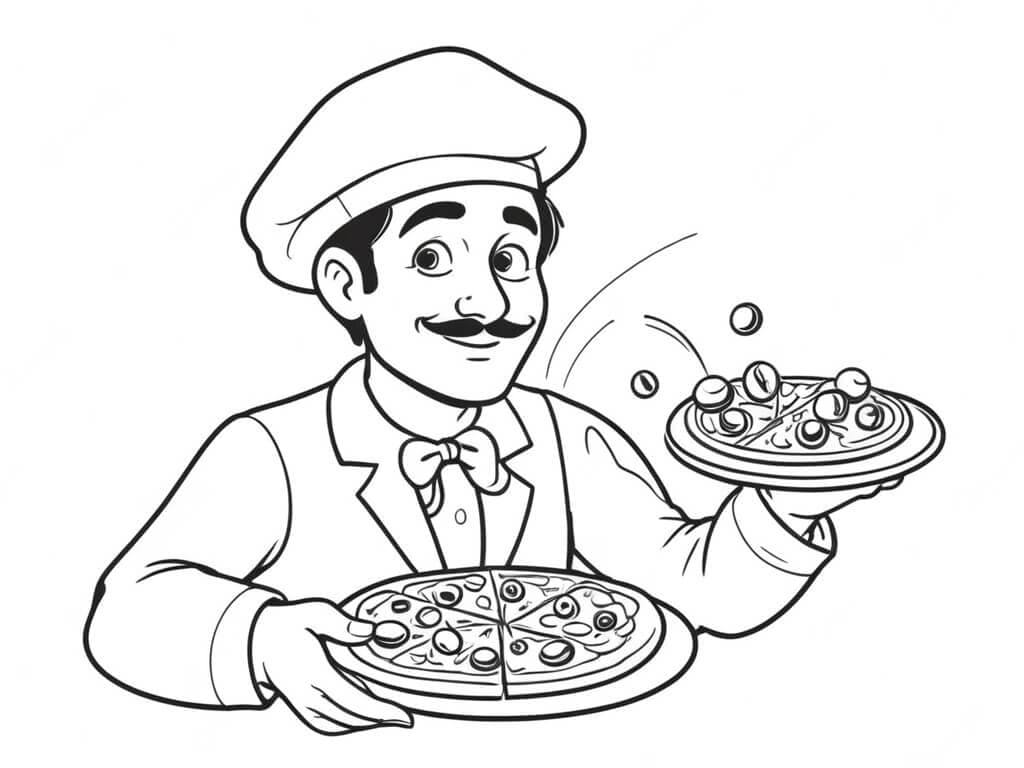 Olivenpizza Ausmalbild