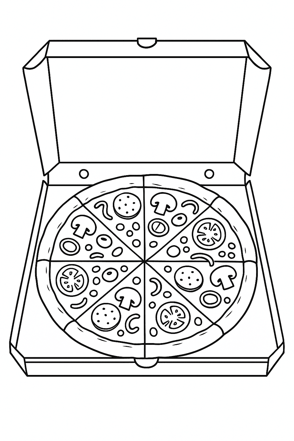 Pizza in Schachtel Ausmalbild