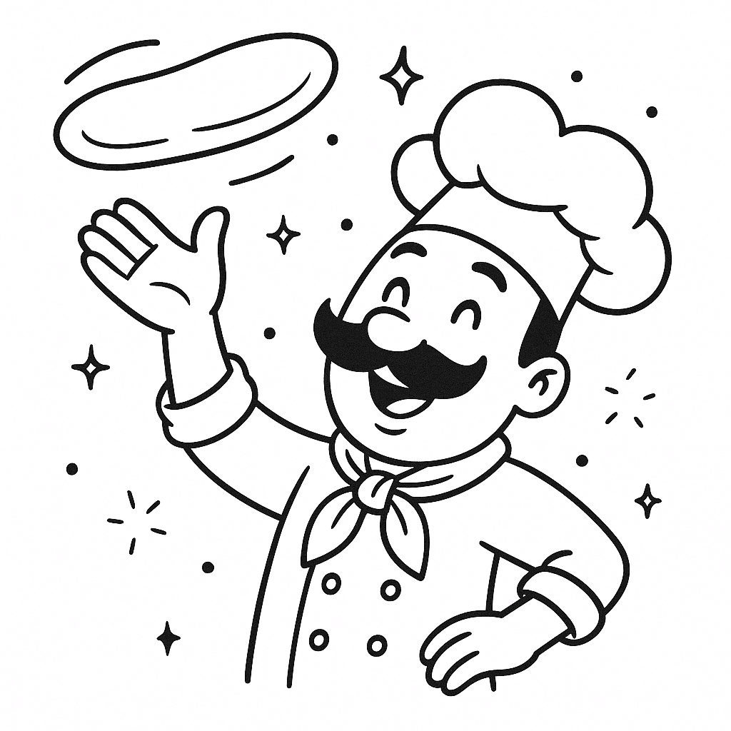 Pizzabäcker Ausmalbild