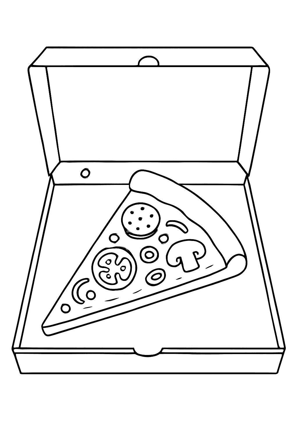 Pizzastück in Schachtel Ausmalbild