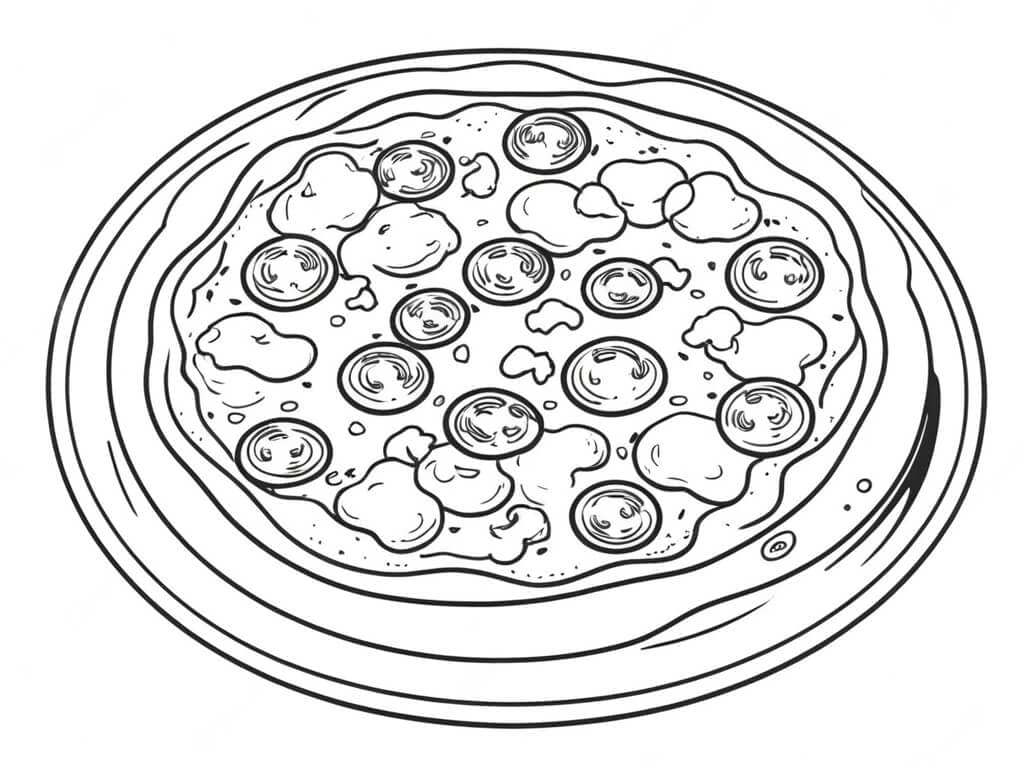 Salami-Pizza Ausmalbild