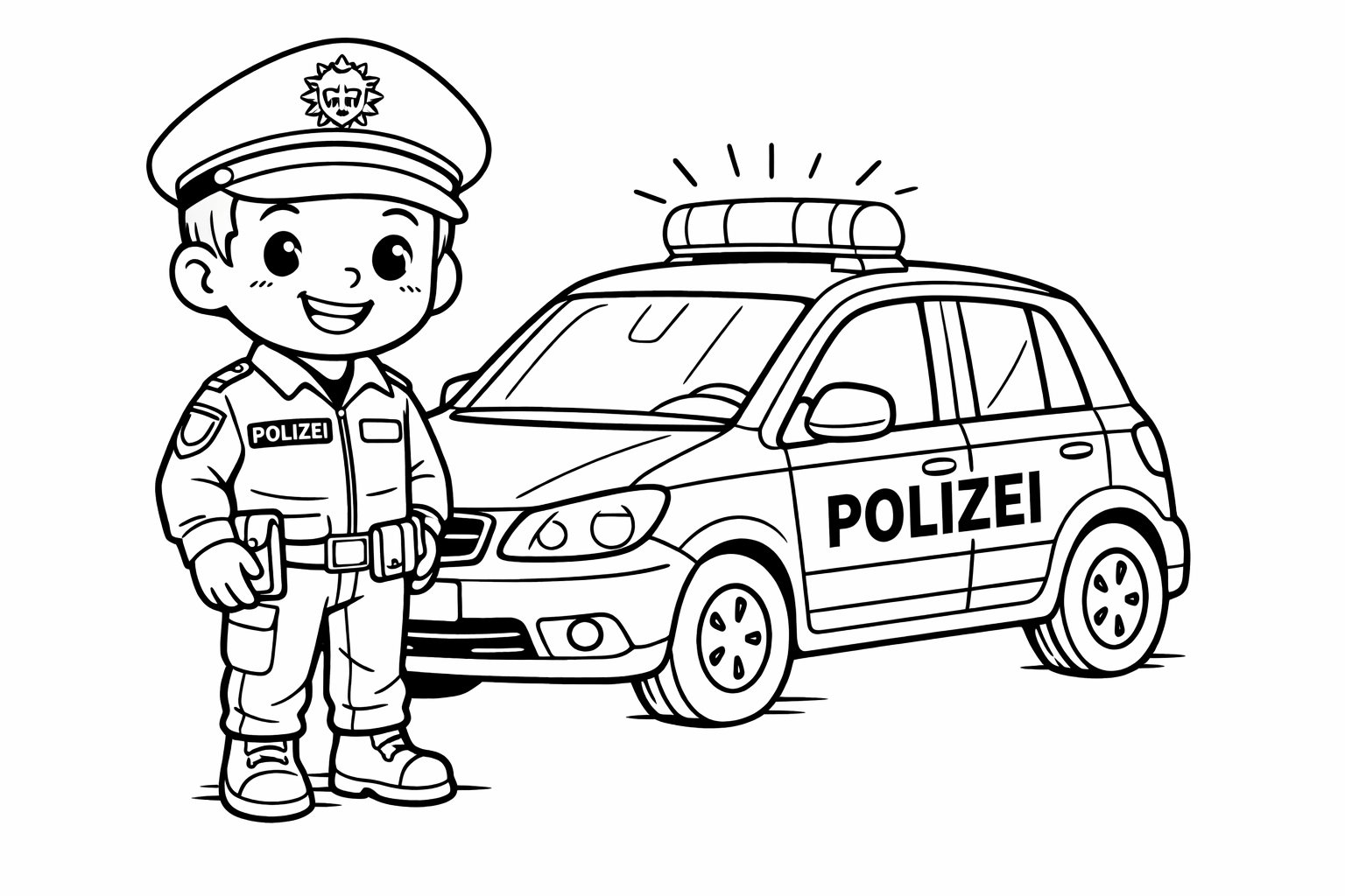 Polizist Kindererziehung Ausmalbild