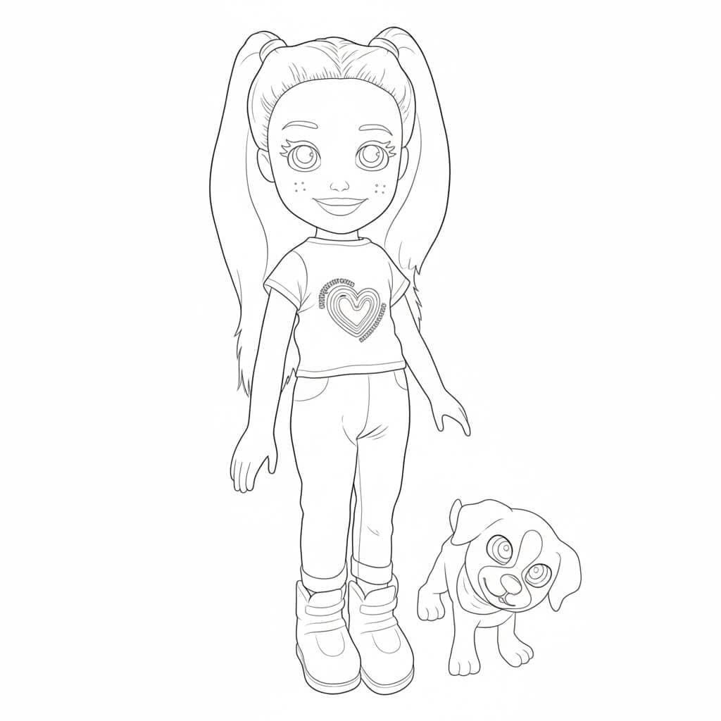 Polly mit Hund Ausmalbild