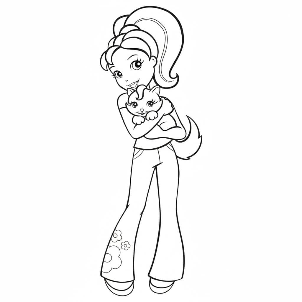 Polly mit Kätzchen Ausmalbild