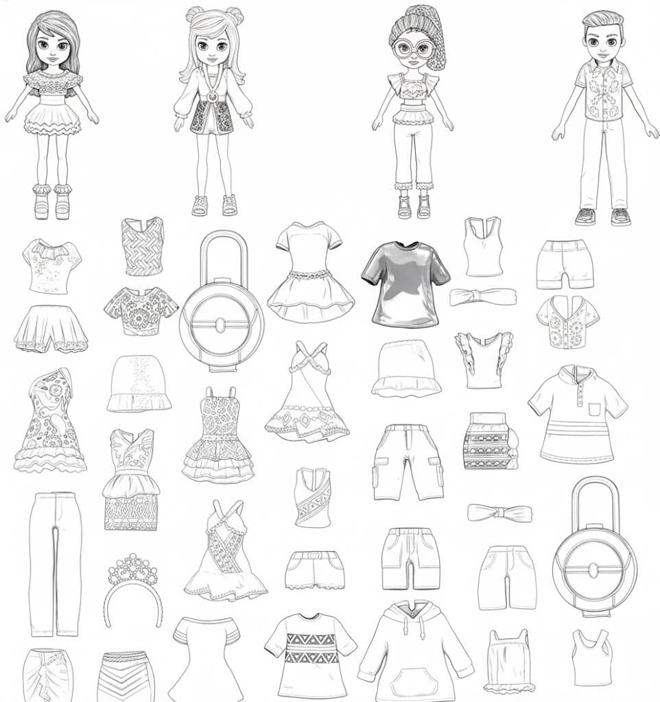 Polly mit Kleidung Ausmalbild