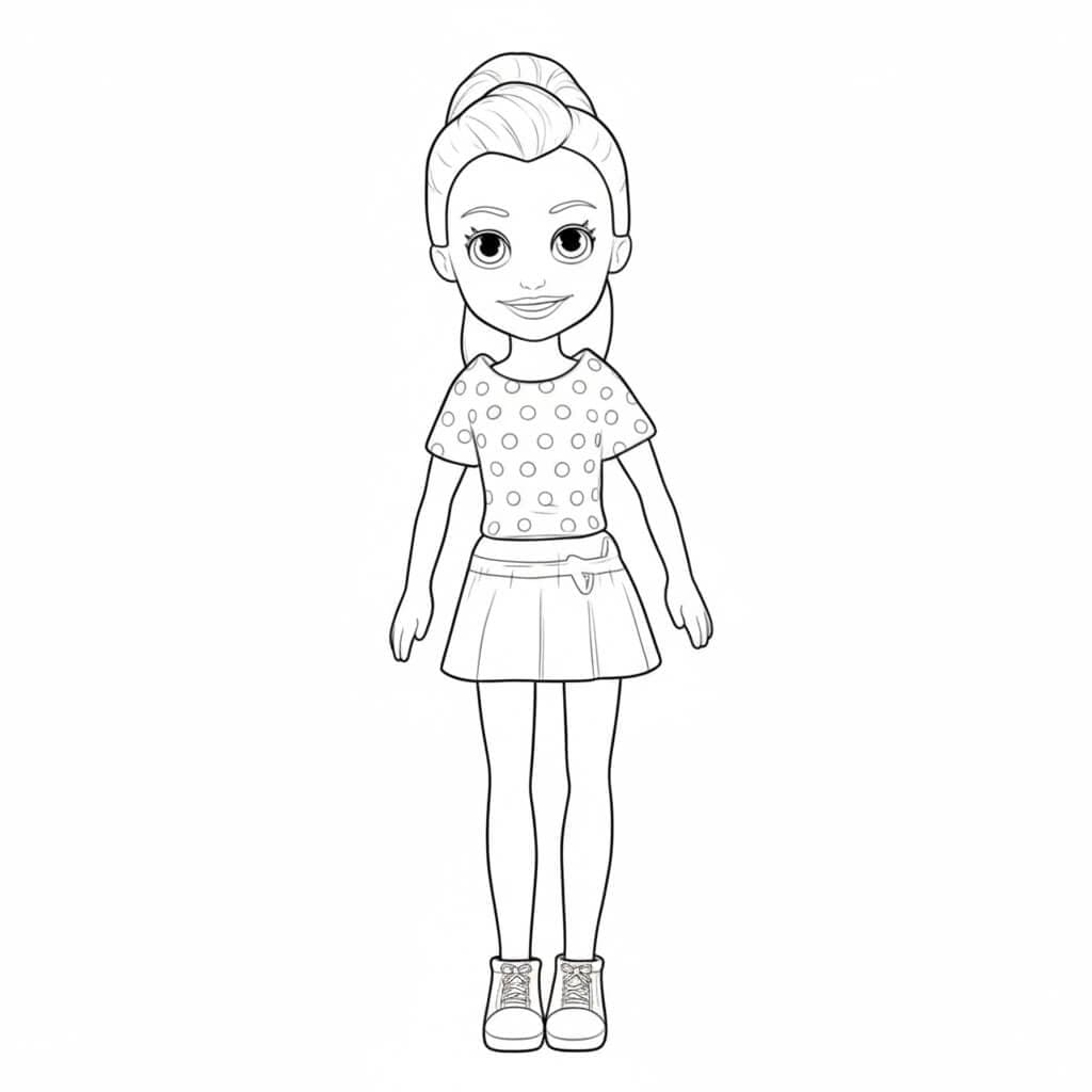 Polly mit Pünktchenbluse Ausmalbild