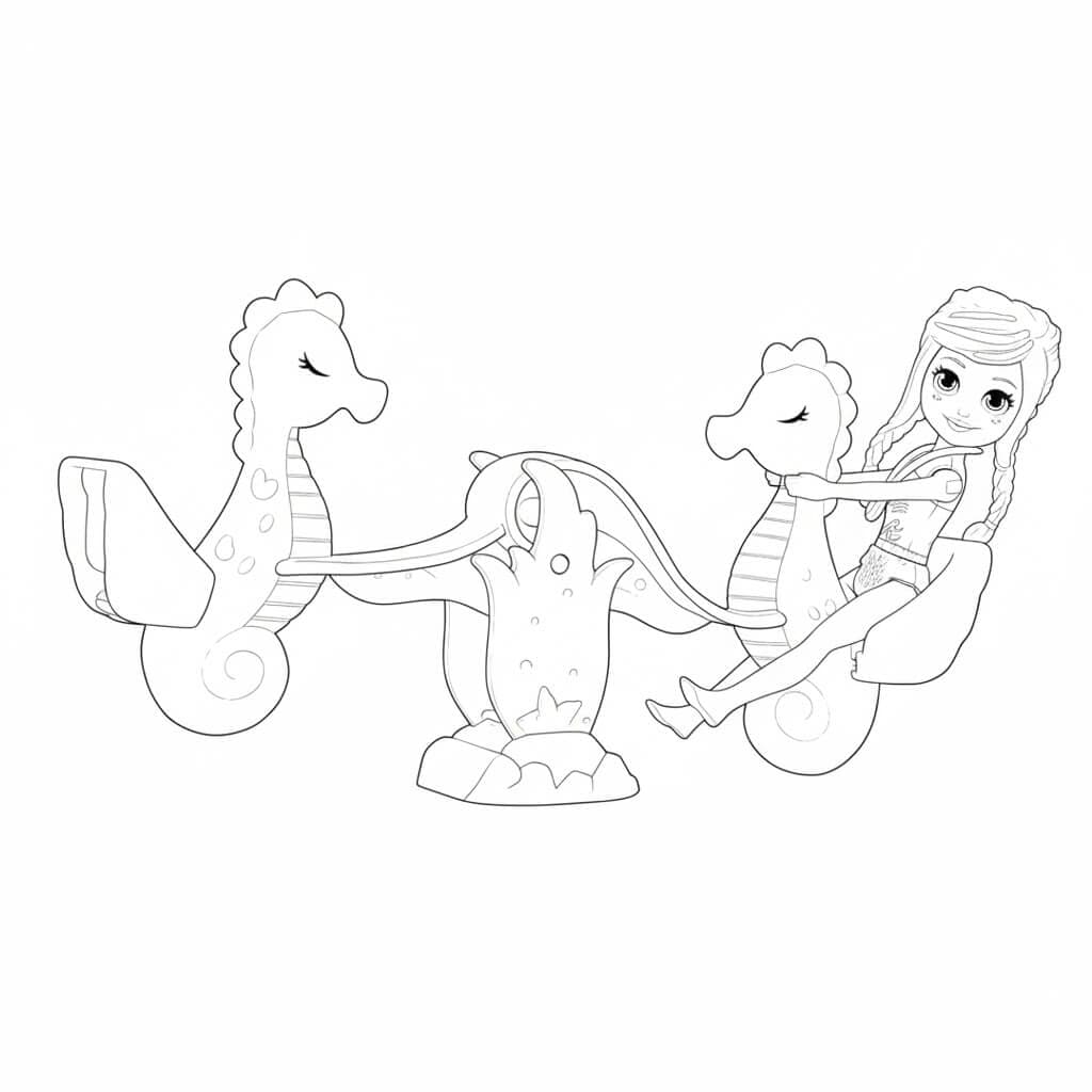 Polly mit Seepferdchen Ausmalbild