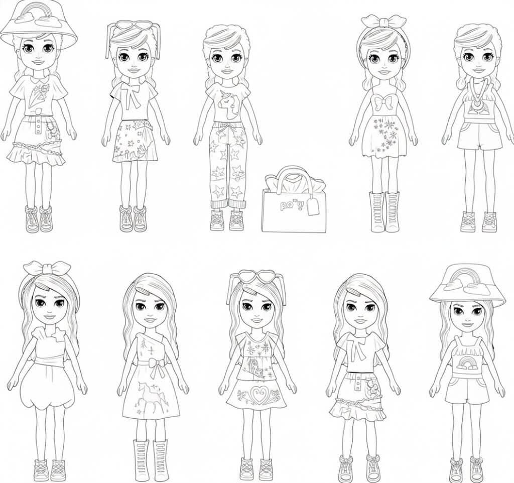 Polly verschiedene Stile Ausmalbild