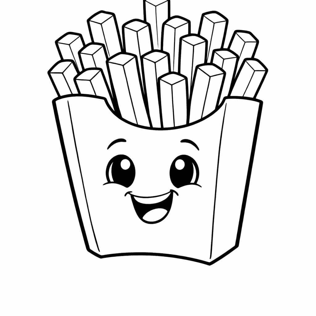 Pommes in Schachtel lächelnd Ausmalbild