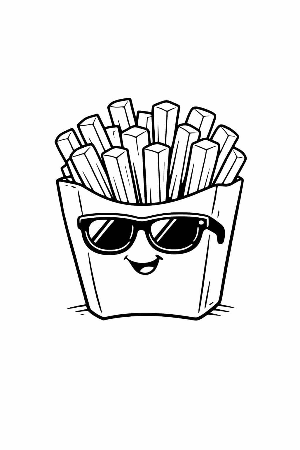Pommes mit Sonnenbrille Ausmalbild