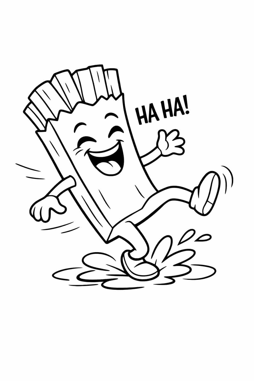 Pommes rutscht und lacht Ausmalbild