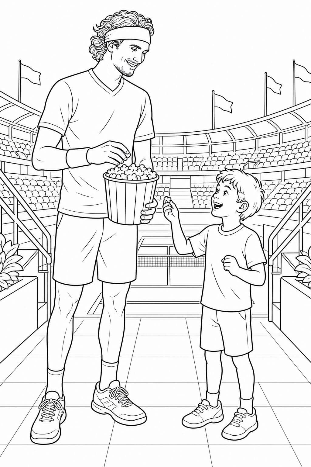 Alexander Zverev mit Popcorn Ausmalbild