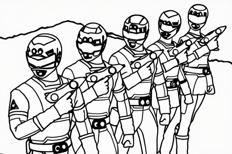Bewaffnete Power Rangers Ausmalbild