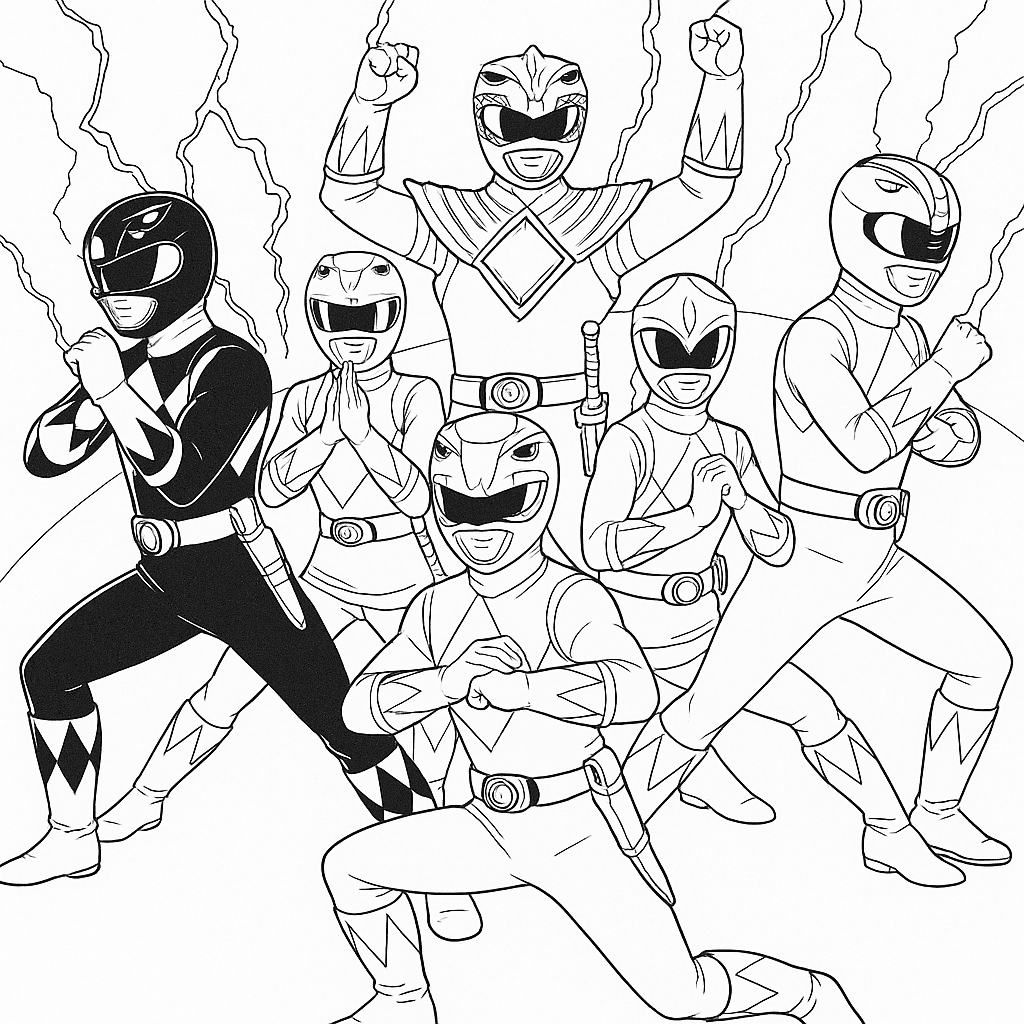 Klassische Power Rangers Ausmalbild