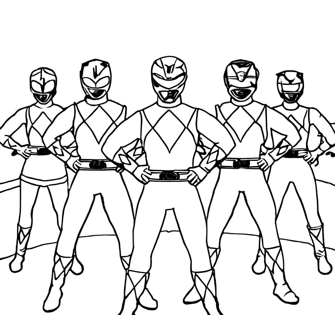Versammelte Power Rangers Ausmalbild