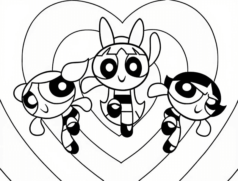 Powerpuff Girls Herz Ausmalbild