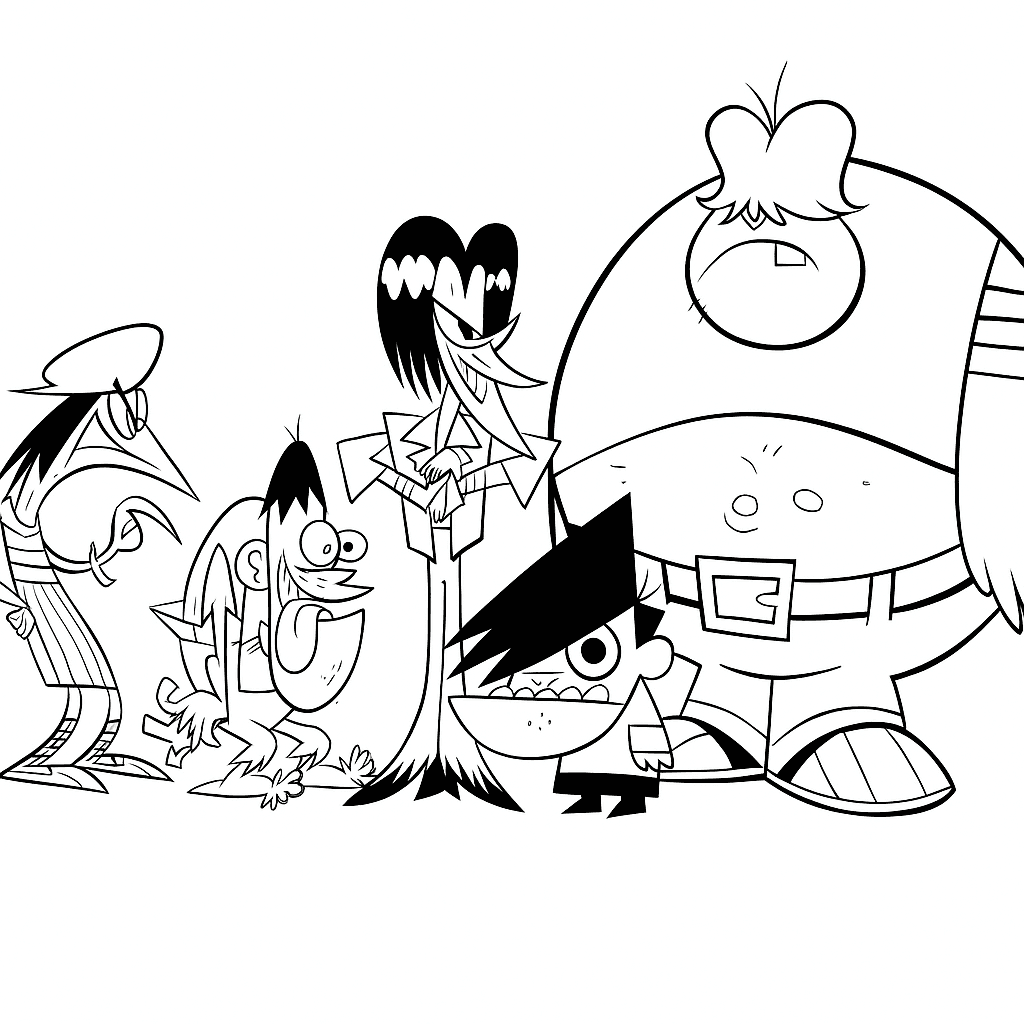 Powerpuff Girls und Bösewichte Ausmalbild