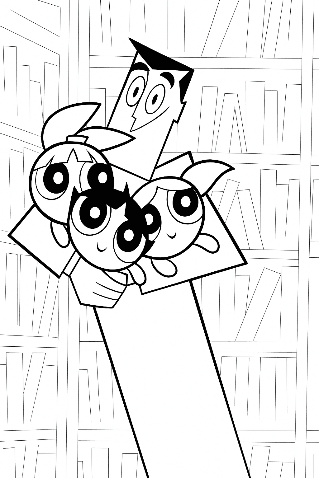 Powerpuff Girls und Professor Ausmalbild