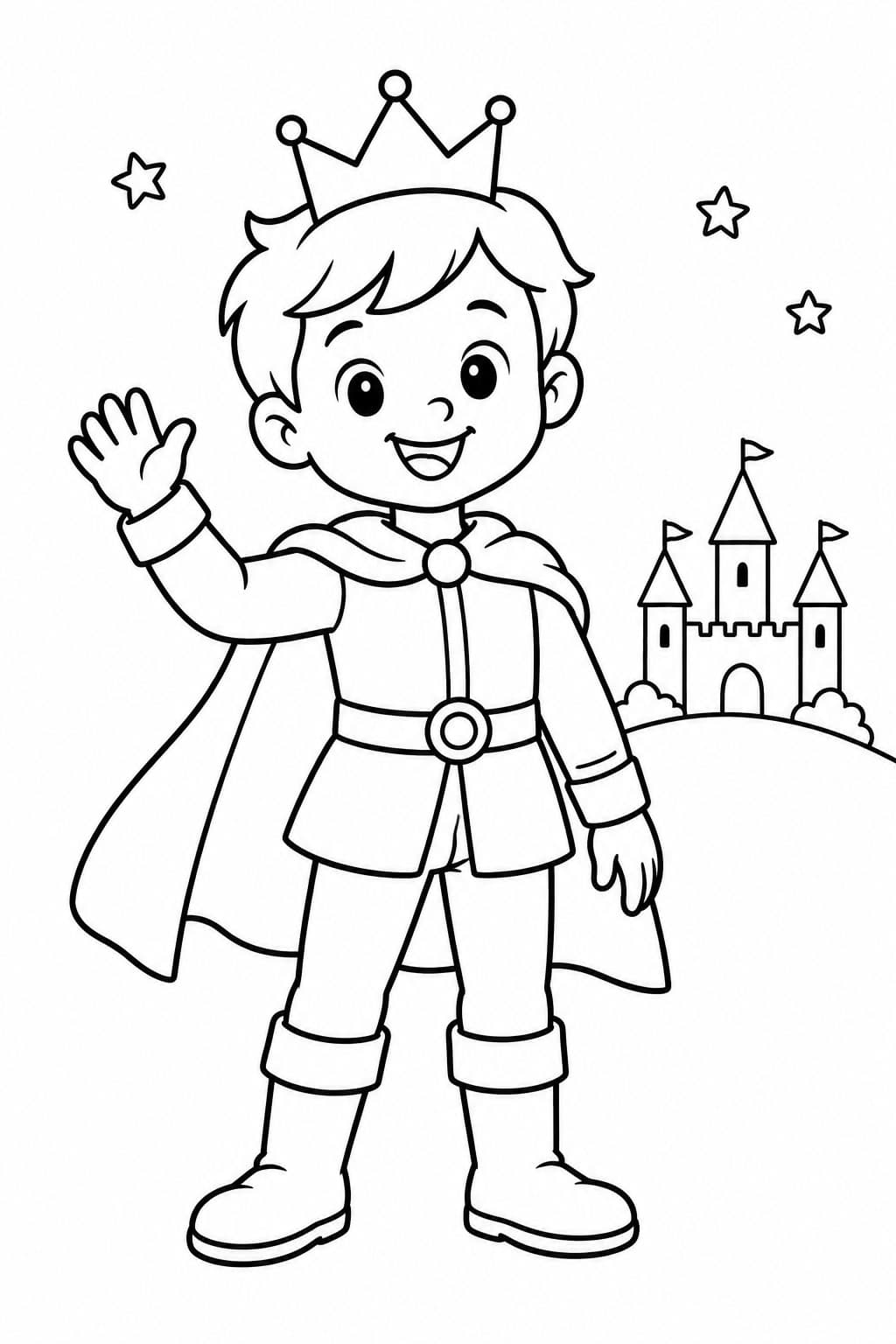 Kleiner Prinz mit Krone Ausmalbild