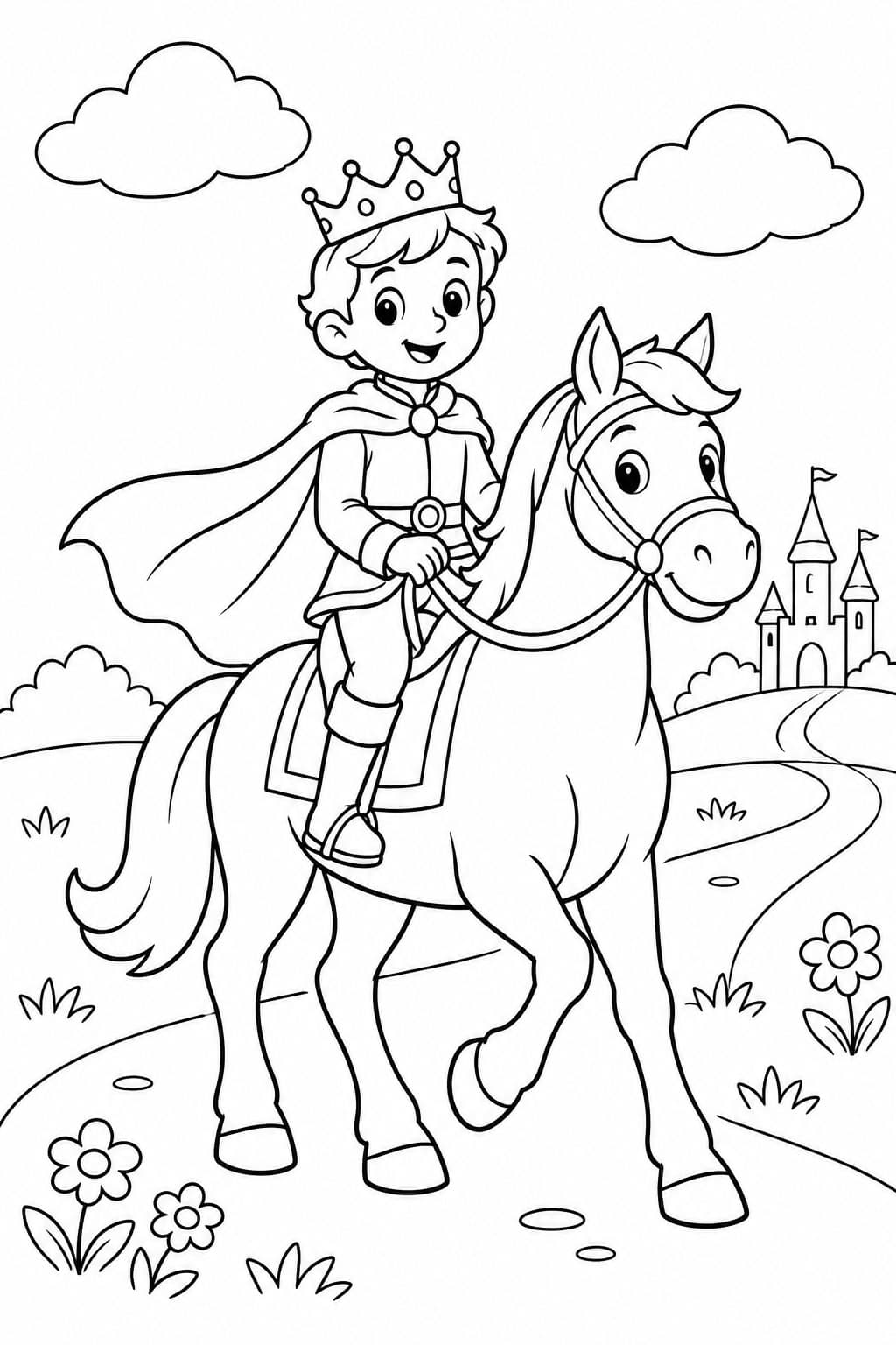Prinz auf Pferd Ausmalbild