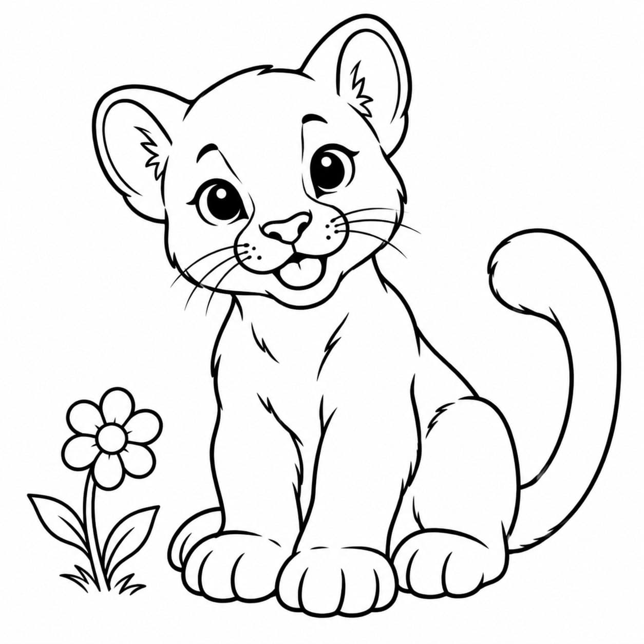 Niedliches sitzendes Puma-Junges Ausmalbild
