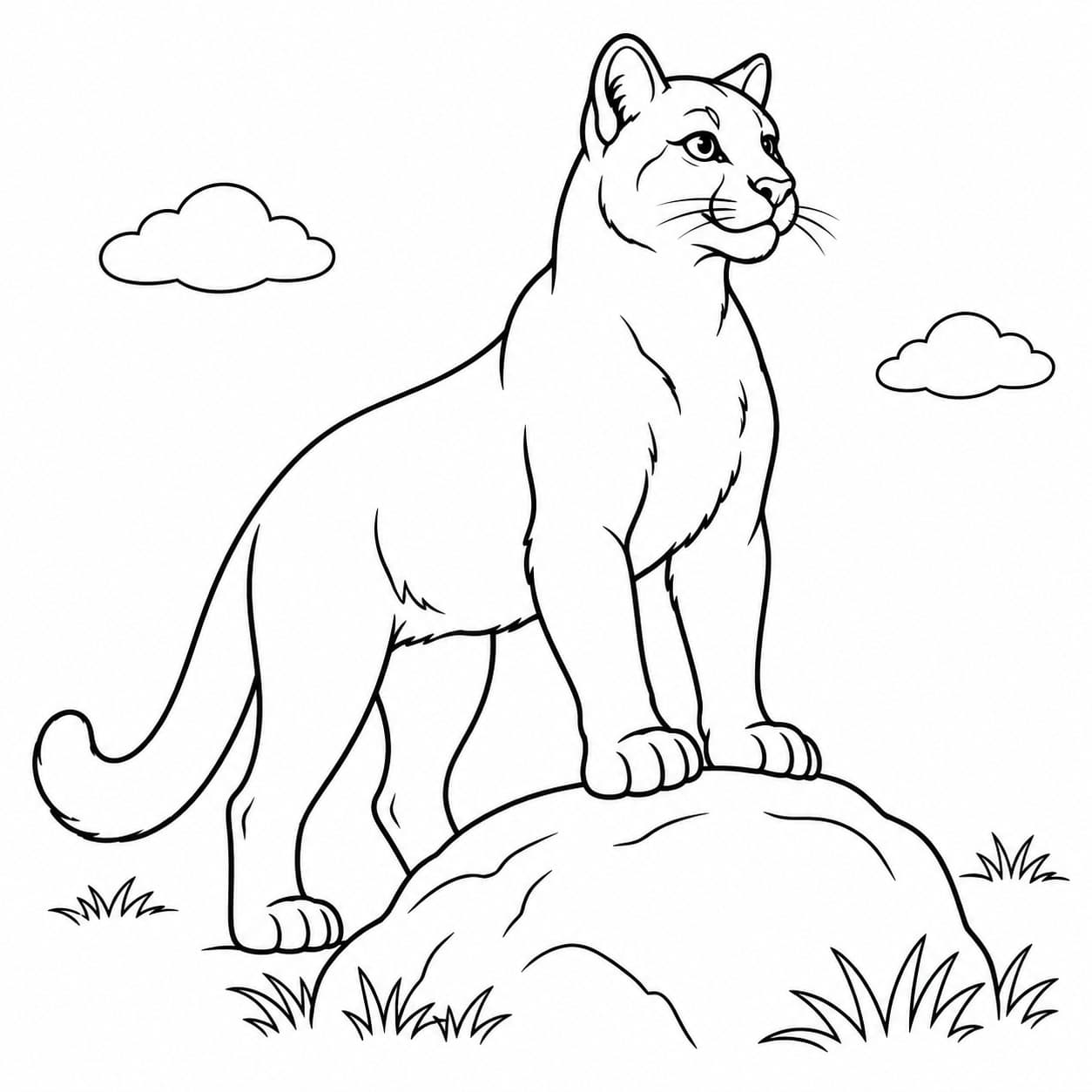 Puma steht auf einem Felsen Ausmalbild
