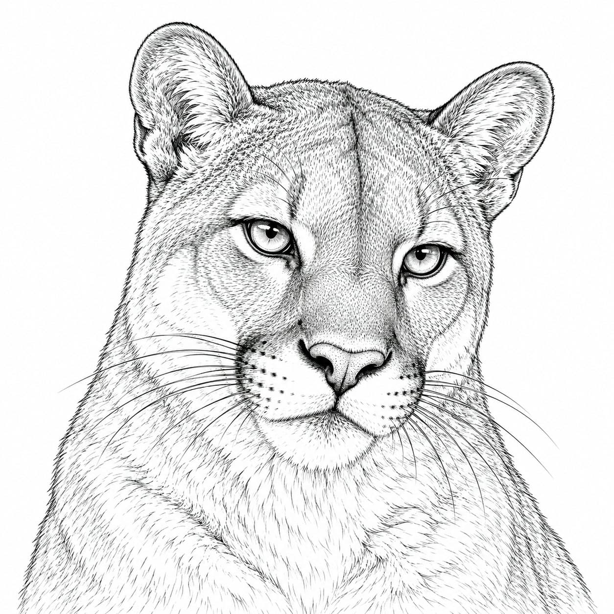 Realistisches Puma Porträt Ausmalbild