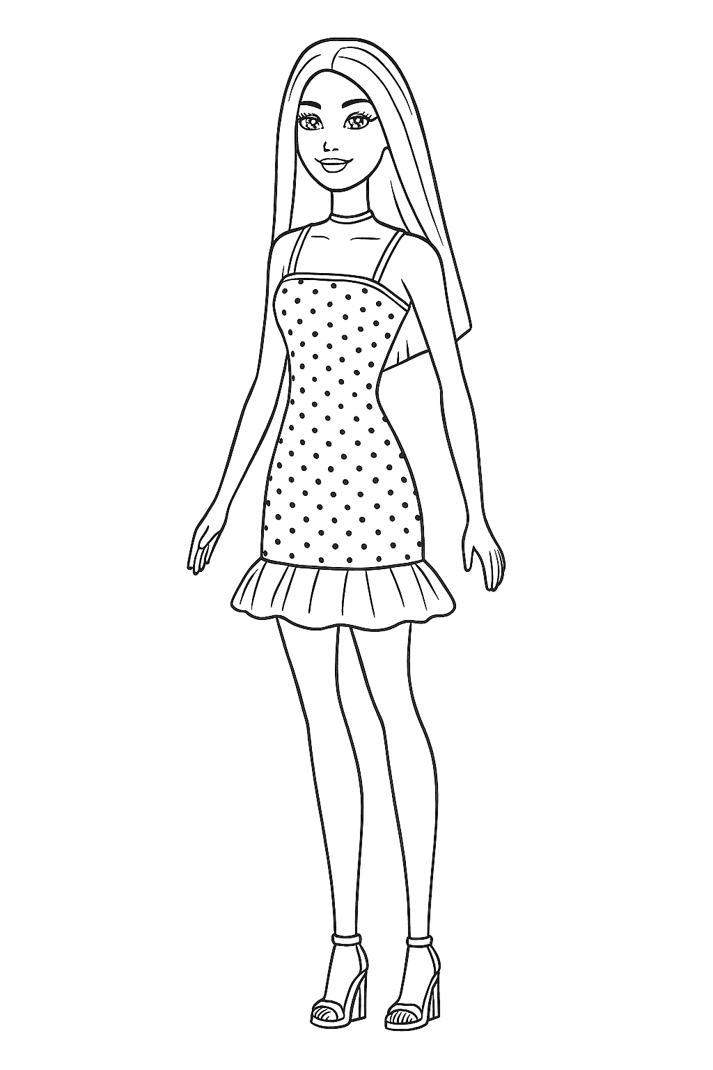 Barbie-Puppe im Kleid Ausmalbild