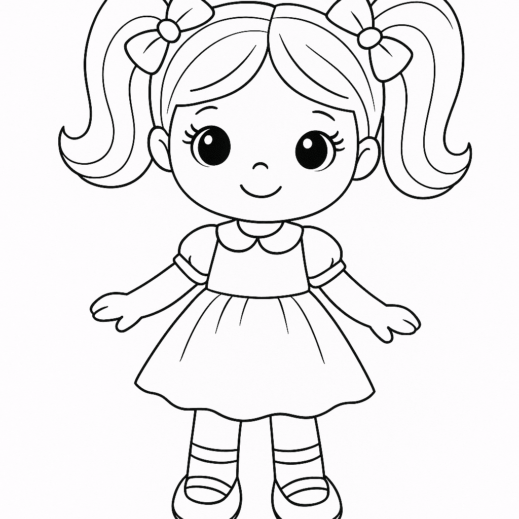 Puppe im Kleid Ausmalbild
