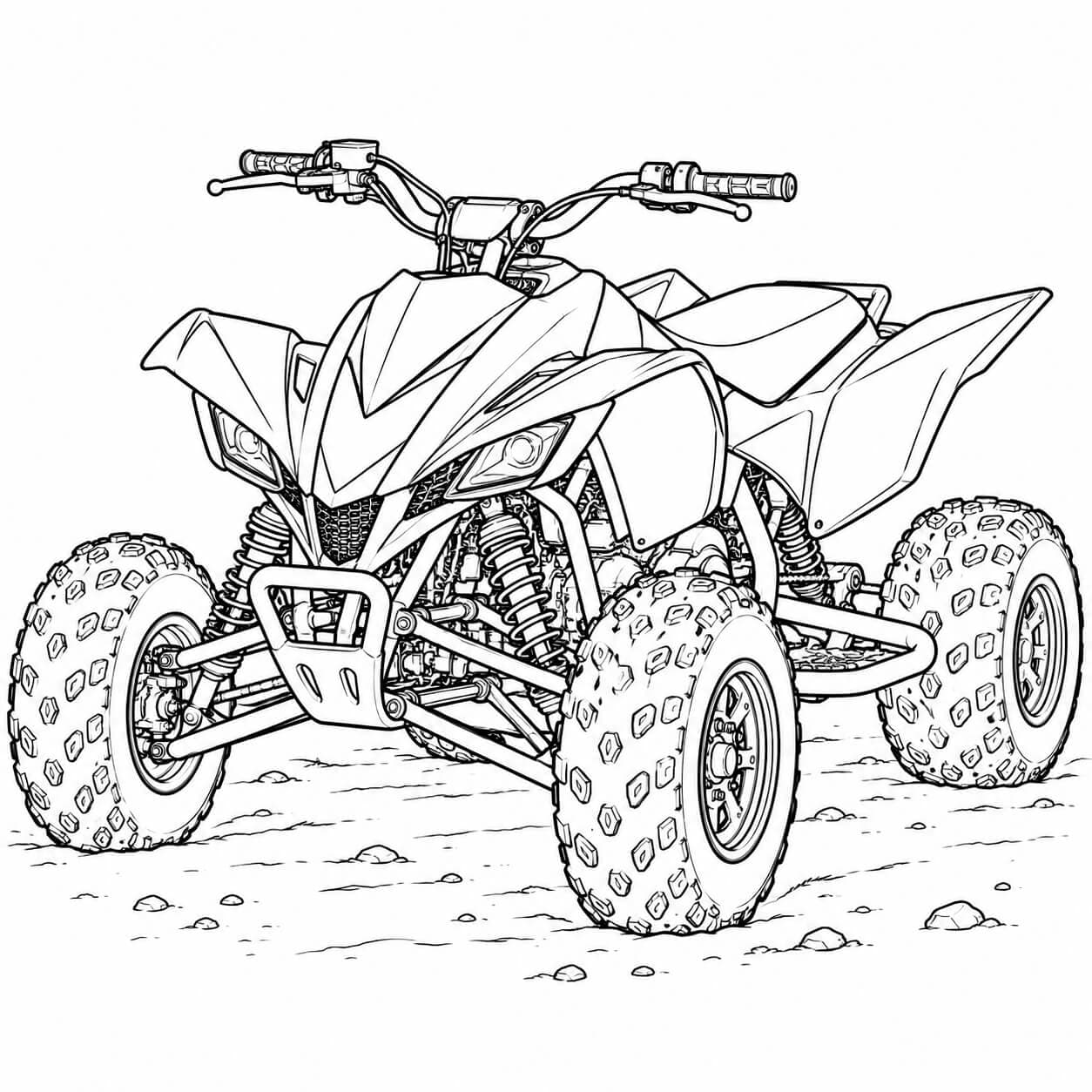 Realistisches Sportquad – Ausmalbild in Schwarz-Weiß