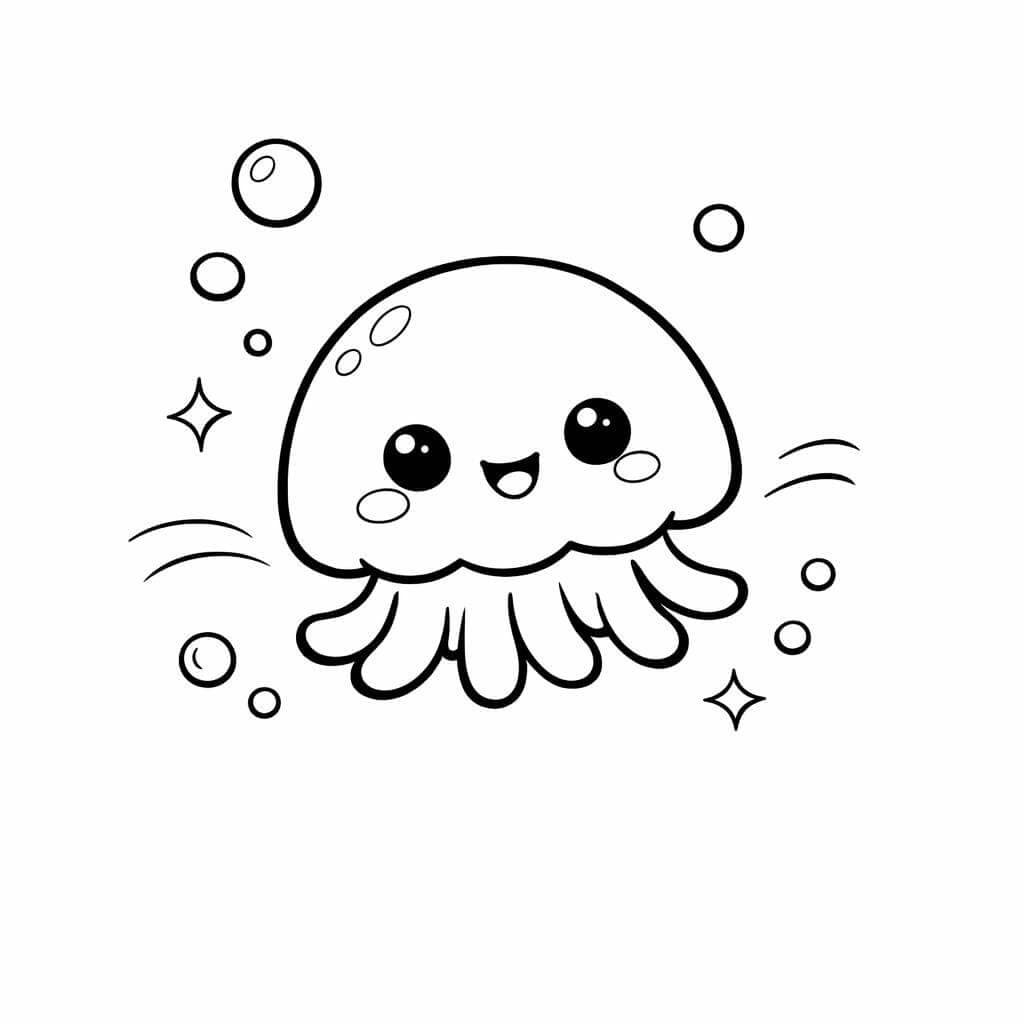 Baby-Qualle schwebend Ausmalbild