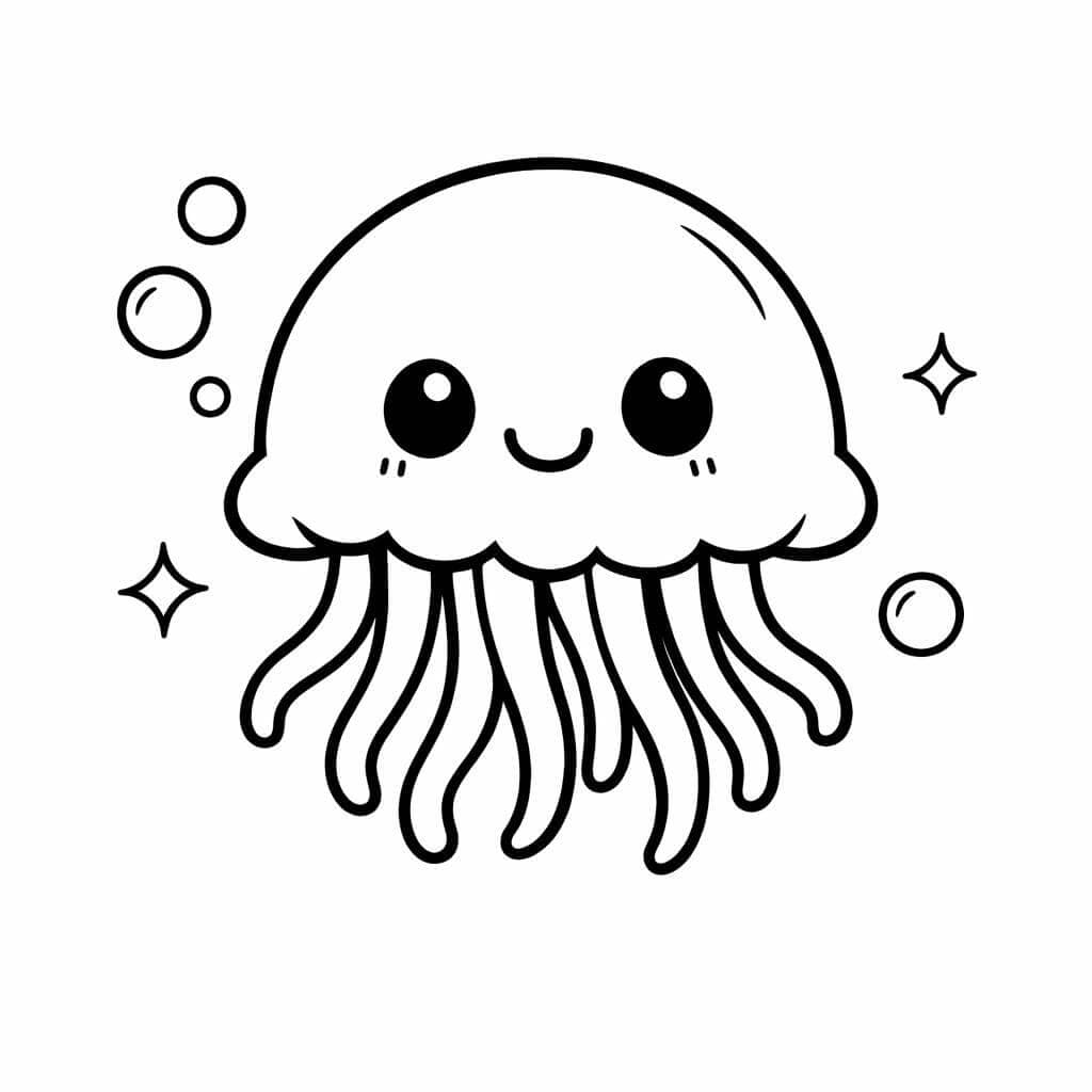 Lächelnde Qualle Ausmalbild