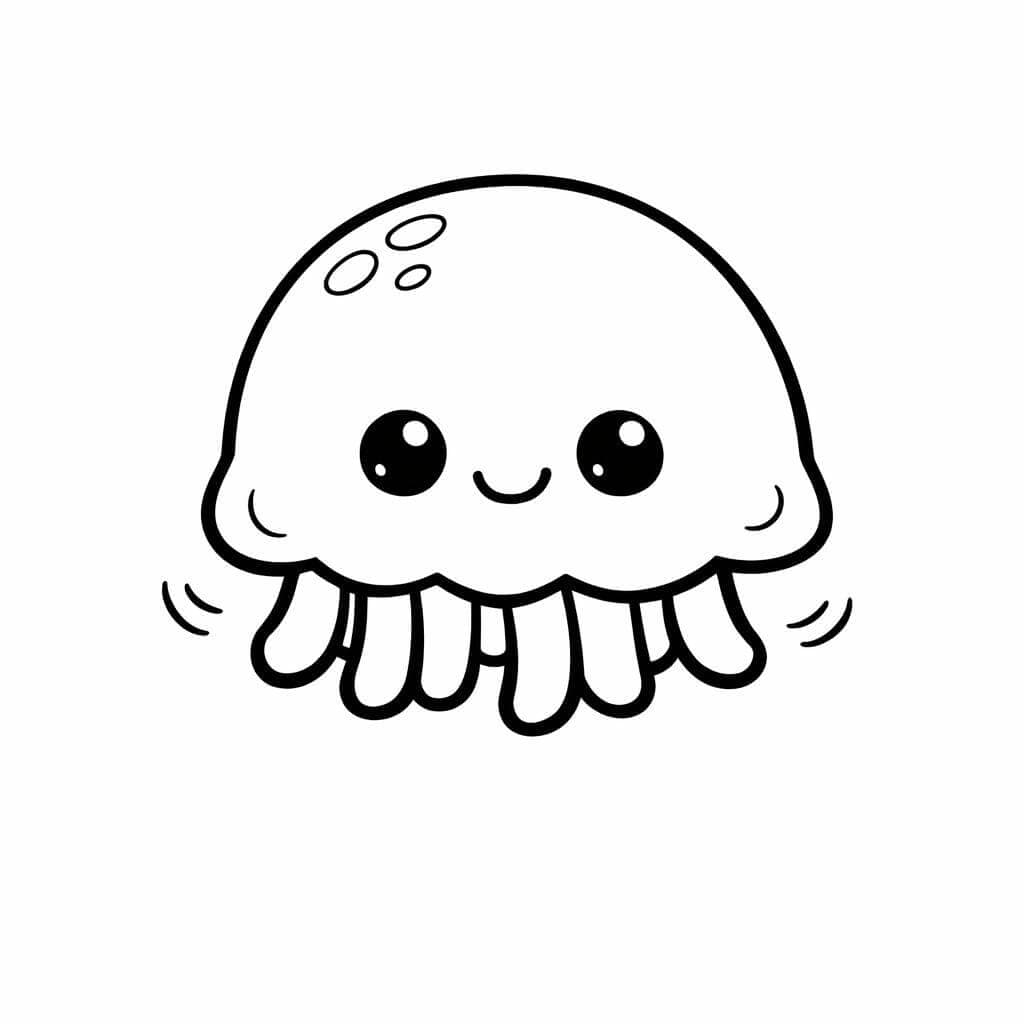Qualle mit kurzen Tentakeln Ausmalbild