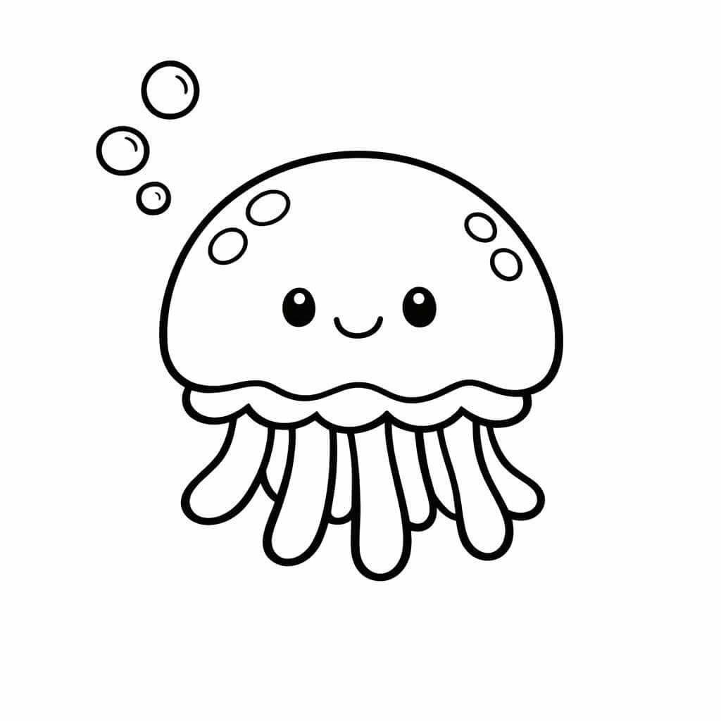 Qualle mit runden Formen Ausmalbild