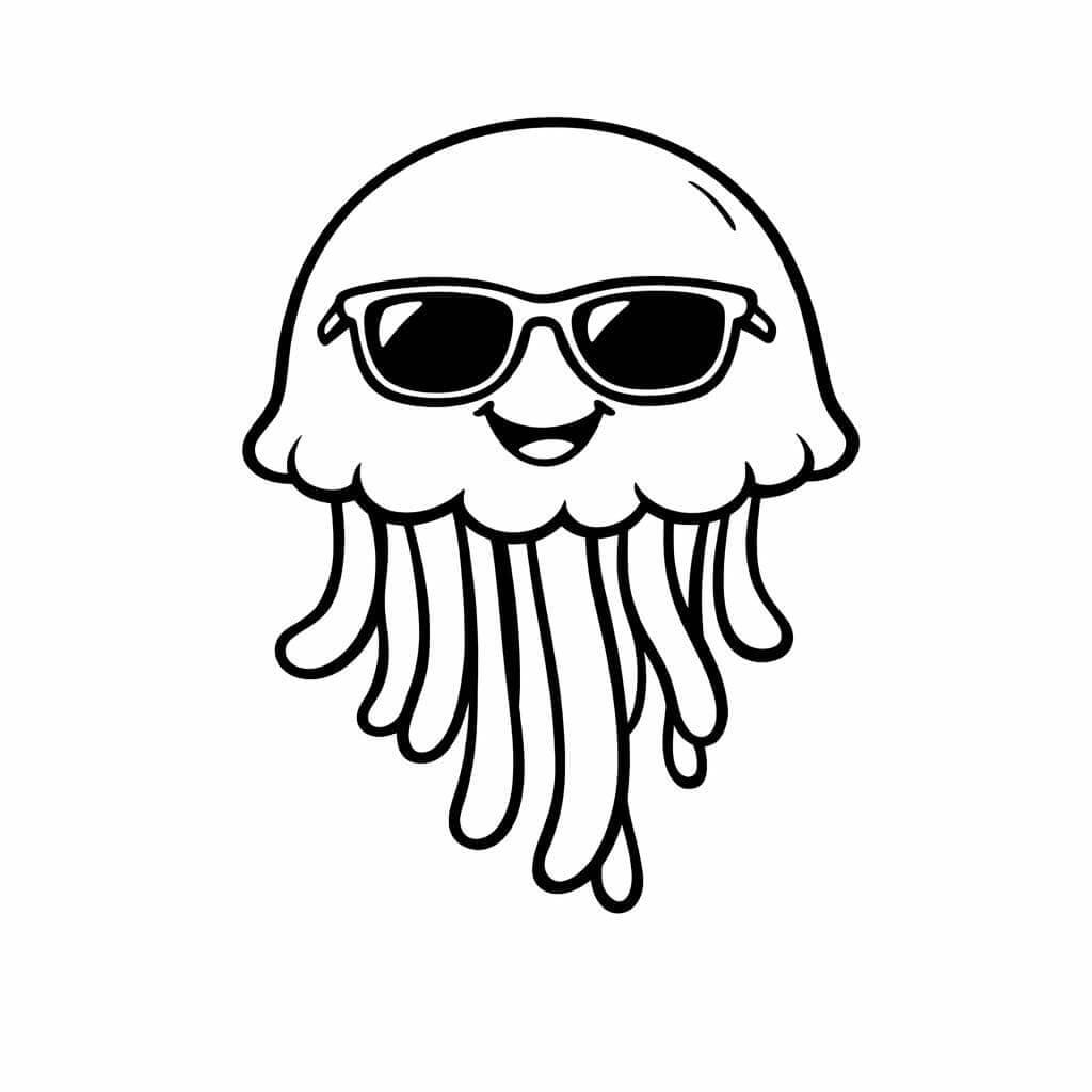 Qualle mit Sonnenbrille Ausmalbild