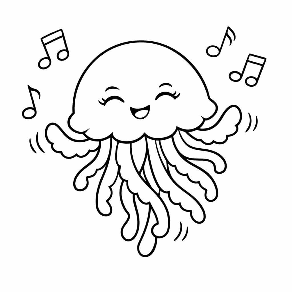 Tanzende Qualle zur Musik Ausmalbild