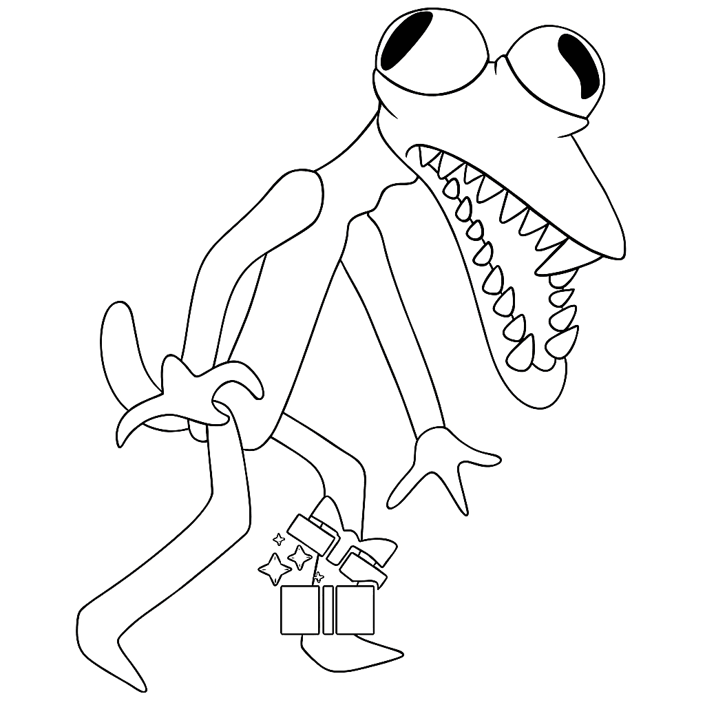 Orange Rainbow Friends zum Ausmalen