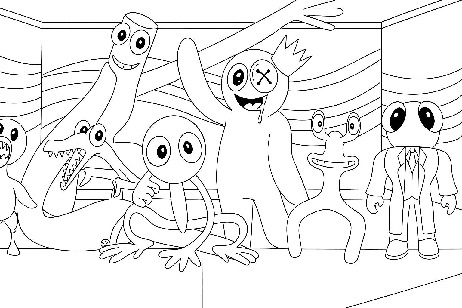 Rainbow Friends Anmalvorlage