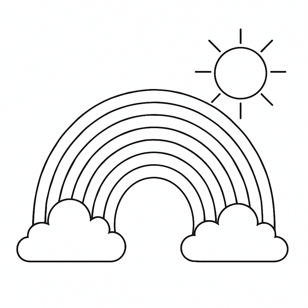 Klassischer Regenbogen zum Ausmalen