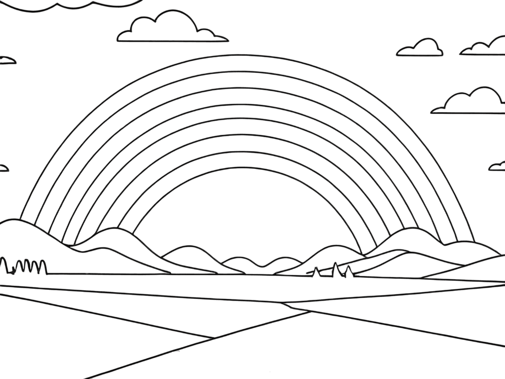 Regenbogen zwischen Wolken