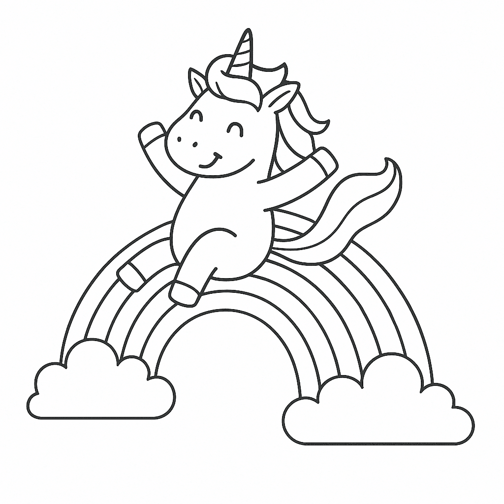 Regenbogen und Einhorn zum Ausmalen
