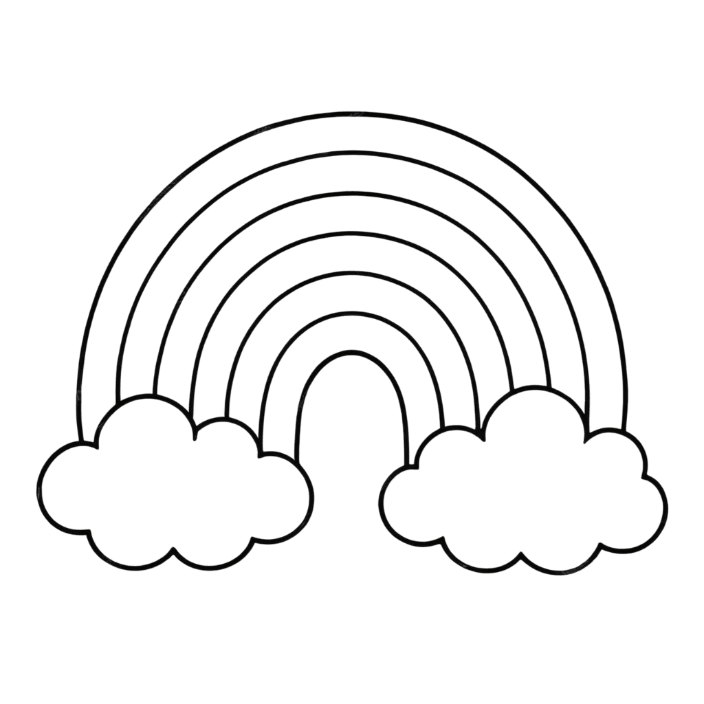 Regenbogen und Wolken zum Ausmalen