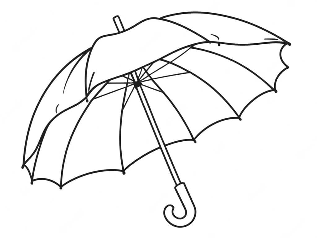 Fliegender Regenschirm Ausmalbild