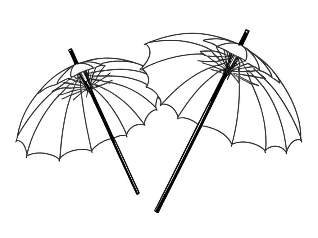 Mehrere Regenschirme Ausmalbild