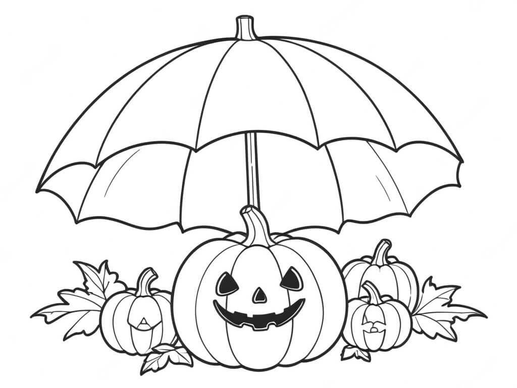 Regenschirm zu Halloween Ausmalbild