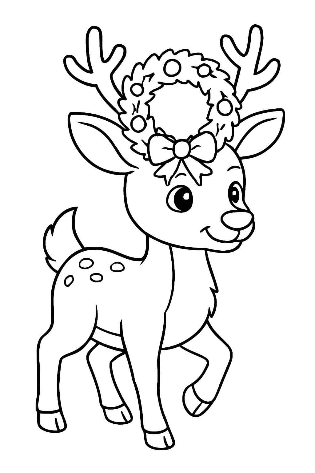 Weihnachtliches Reh Ausmalbild