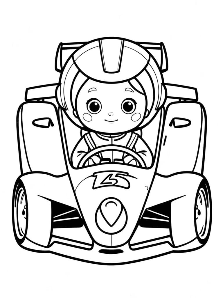 Rennwagen Nummer 6 Ausmalbild