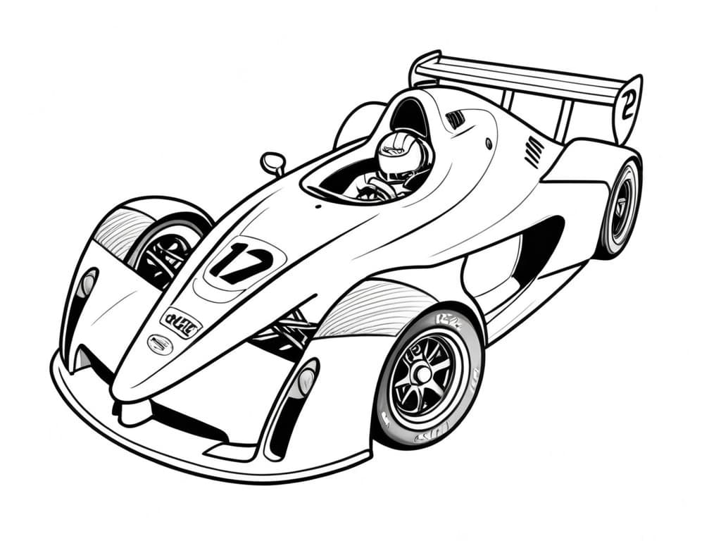 Rennwagen mit Pokalen Ausmalbild