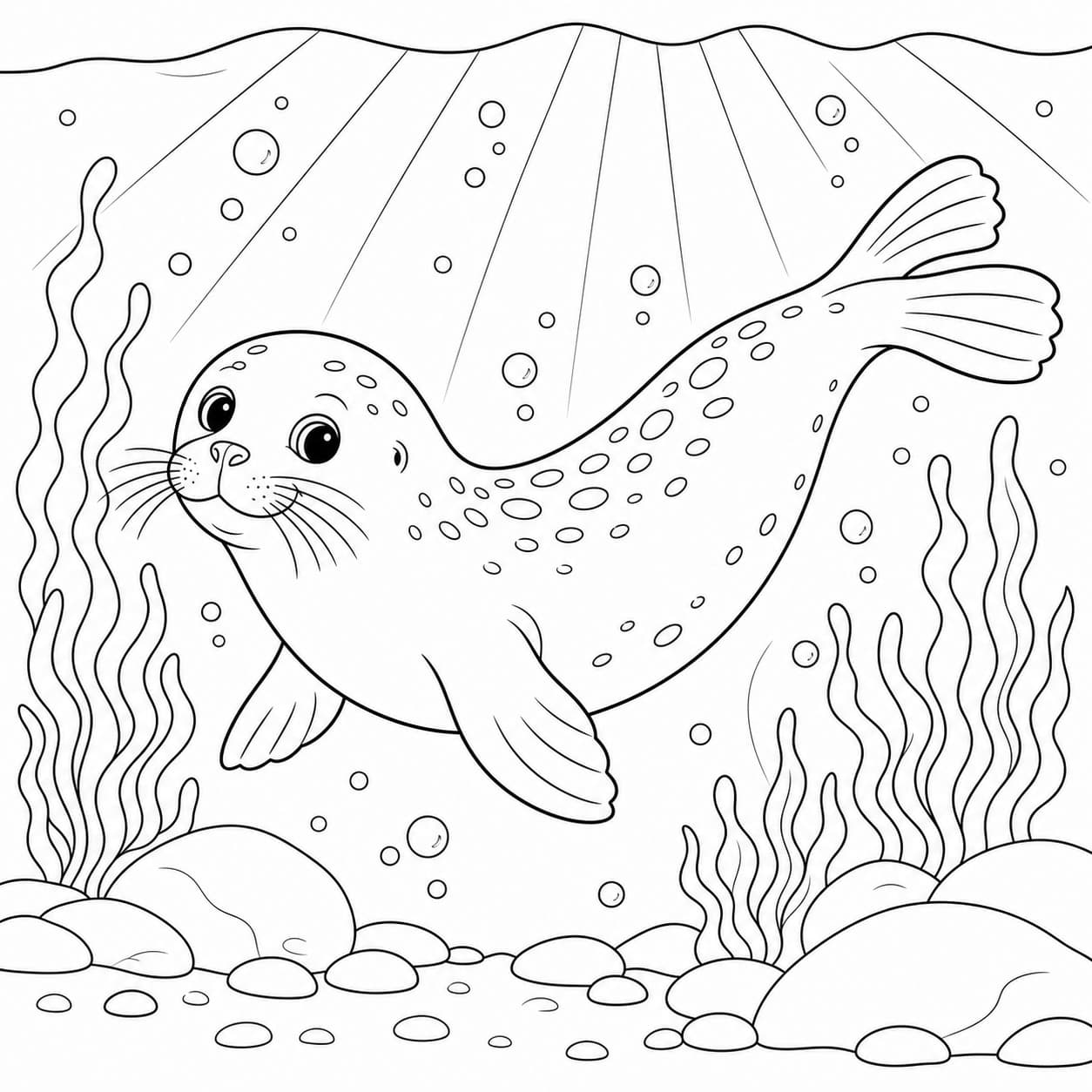 Schwimmende Robbe Ausmalbild