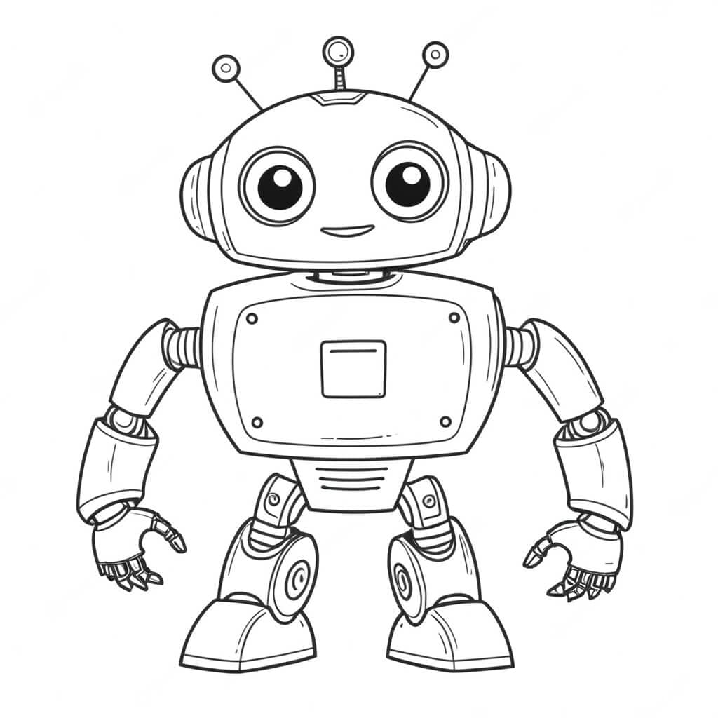 Freundlicher Roboter Ausmalbild